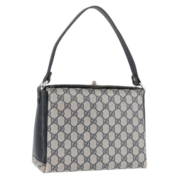 GUCCI GG Supreme Shoulder Bag PVC Navy Silver Auth BAZ550