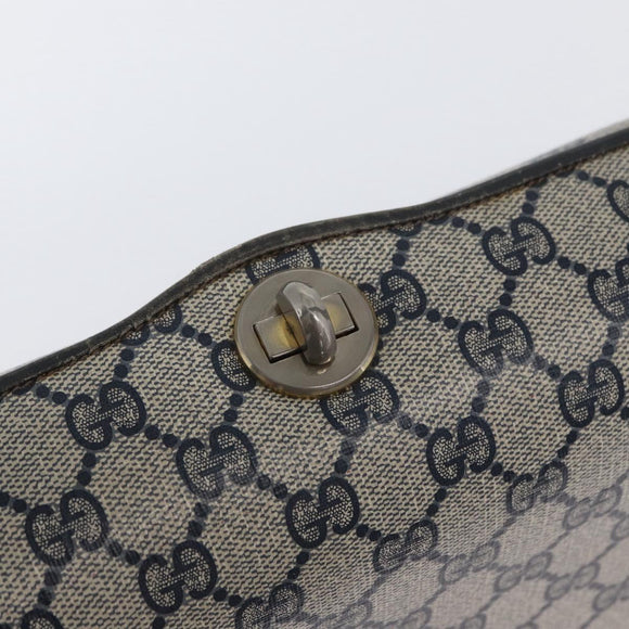GUCCI GG Supreme Shoulder Bag PVC Navy Silver Auth BAZ550