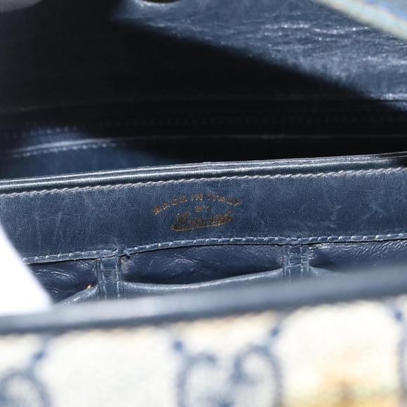 GUCCI GG Supreme Shoulder Bag PVC Navy Silver Auth BAZ550