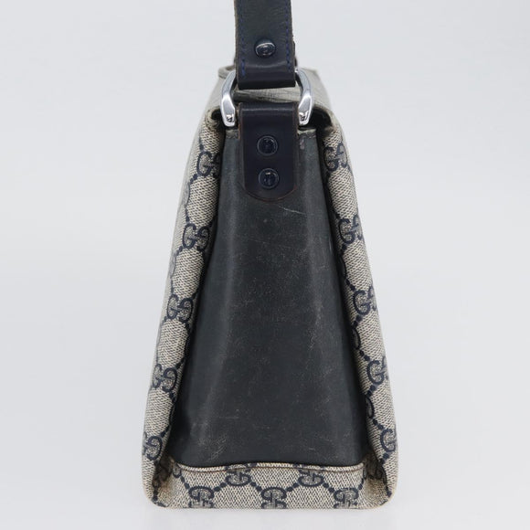 GUCCI GG Supreme Shoulder Bag PVC Navy Silver Auth BAZ550