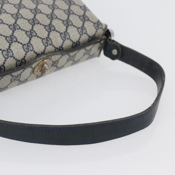 GUCCI GG Supreme Shoulder Bag PVC Navy Silver Auth BAZ550