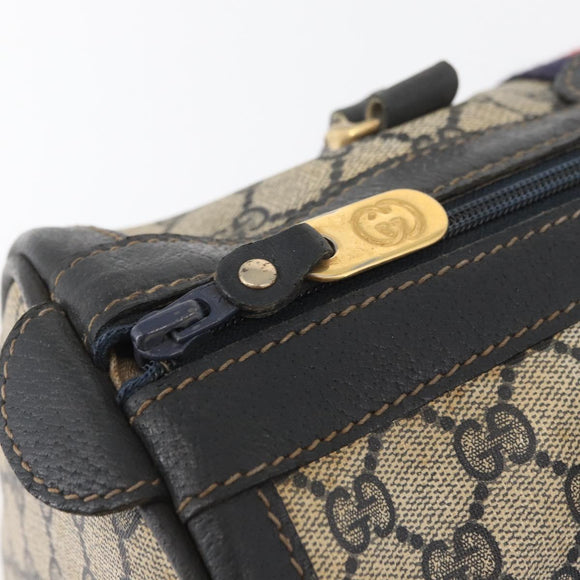 GUCCI GG Supreme Boston Bag PVC Navy Gold Auth BAZ551