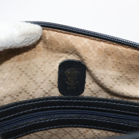 GUCCI GG Supreme Boston Bag PVC Navy Gold Auth BAZ551