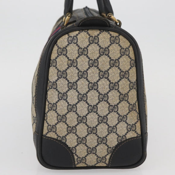 GUCCI GG Supreme Boston Bag PVC Navy Gold Auth BAZ551