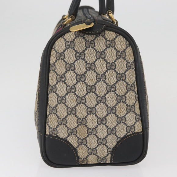 GUCCI GG Supreme Boston Bag PVC Navy Gold Auth BAZ551