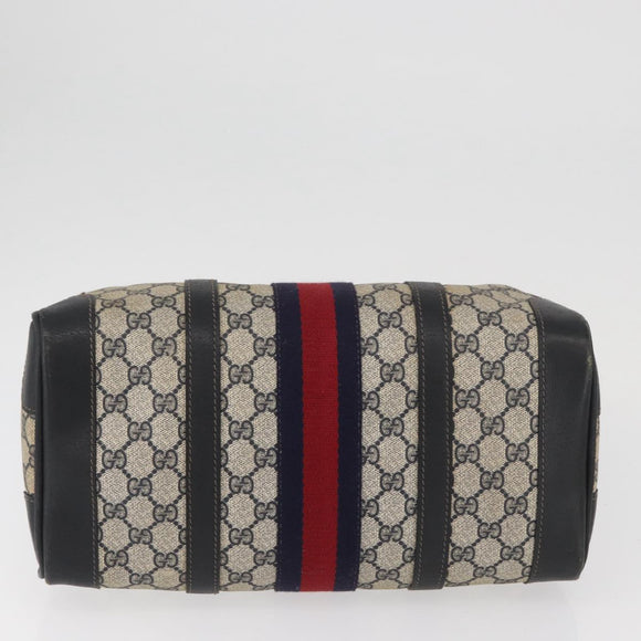 GUCCI GG Supreme Boston Bag PVC Navy Gold Auth BAZ551