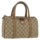 GUCCI GG Supreme Web Sherry Line Boston Bag PVC Beige Gold 40 02 006 Auth BAZ553-1
