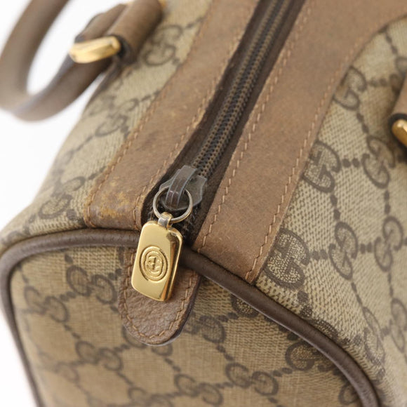 GUCCI GG Supreme Web Sherry Line Boston Bag PVC Beige Gold 40 02 006 Auth BAZ553