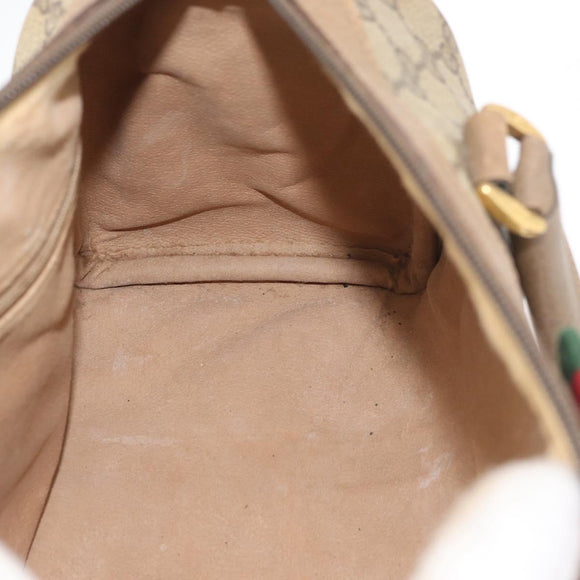GUCCI GG Supreme Web Sherry Line Boston Bag PVC Beige Gold 40 02 006 Auth BAZ553