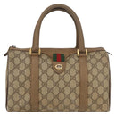 GUCCI GG Supreme Web Sherry Line Boston Bag PVC Beige Gold 40 02 006 Auth BAZ553-13