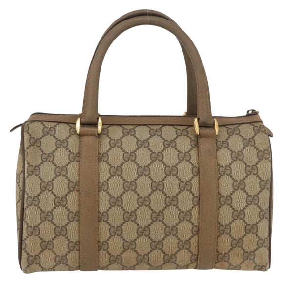GUCCI GG Supreme Web Sherry Line Boston Bag PVC Beige Gold 40 02 006 Auth BAZ553