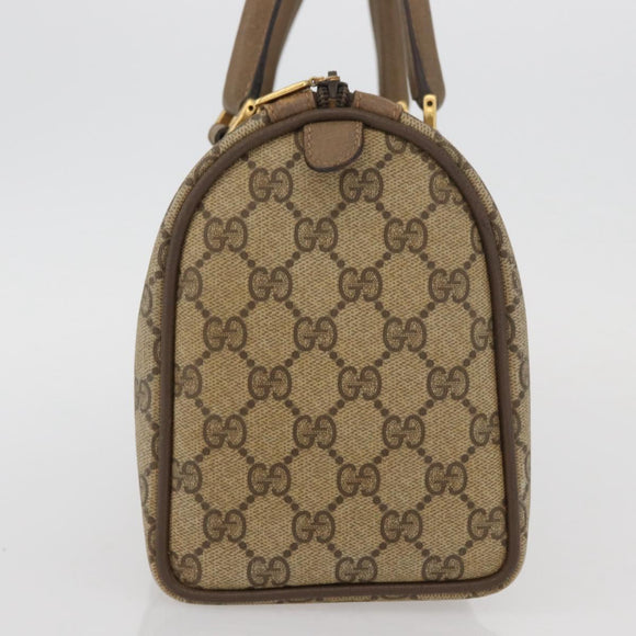 GUCCI GG Supreme Web Sherry Line Boston Bag PVC Beige Gold 40 02 006 Auth BAZ553