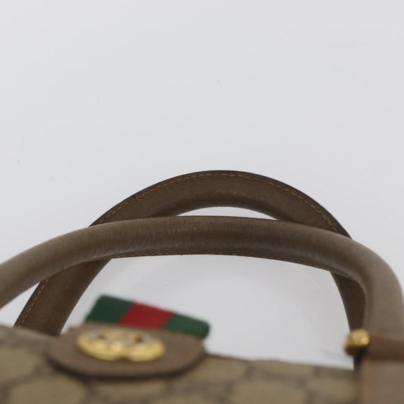 GUCCI GG Supreme Web Sherry Line Boston Bag PVC Beige Gold 40 02 006 Auth BAZ553
