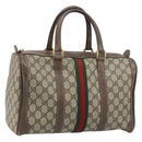 GUCCI GG Supreme Web Sherry Line Boston Bag PVC Beige 02 98 8 0468 Auth BAZ555-1