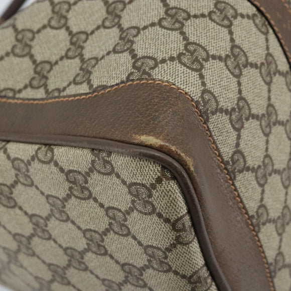 GUCCI GG Supreme Web Sherry Line Boston Bag PVC Beige 02 98 8 0468 Auth BAZ555