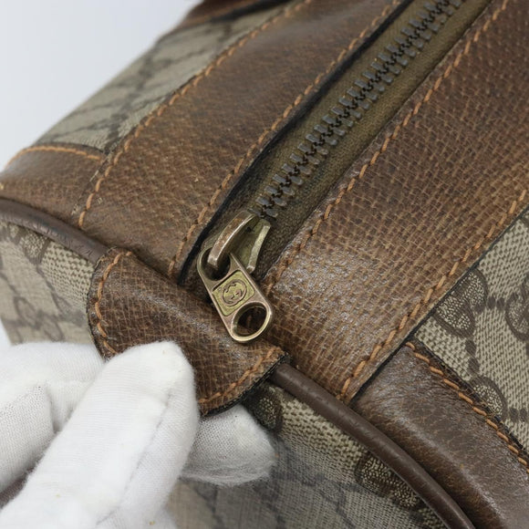 GUCCI GG Supreme Web Sherry Line Boston Bag PVC Beige 02 98 8 0468 Auth BAZ555