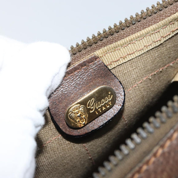 GUCCI GG Supreme Web Sherry Line Boston Bag PVC Beige 02 98 8 0468 Auth BAZ555