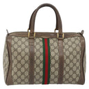 GUCCI GG Supreme Web Sherry Line Boston Bag PVC Beige 02 98 8 0468 Auth BAZ555-2