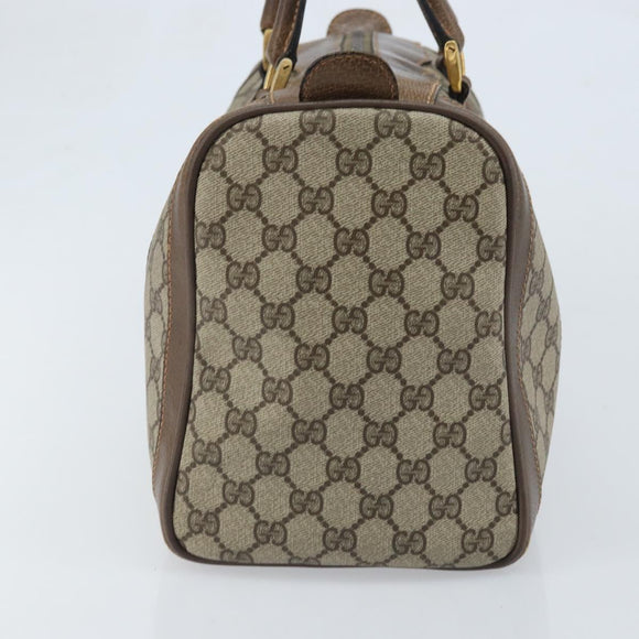 GUCCI GG Supreme Web Sherry Line Boston Bag PVC Beige 02 98 8 0468 Auth BAZ555