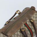 GUCCI GG Supreme Web Sherry Line Boston Bag PVC Beige 02 98 8 0468 Auth BAZ555-6