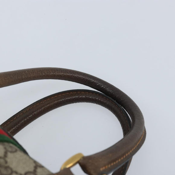 GUCCI GG Supreme Web Sherry Line Boston Bag PVC Beige 02 98 8 0468 Auth BAZ555