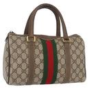 GUCCI GG Supreme Web Sherry Line Boston Bag PVC Beige Gold 40 02 006 Auth BAZ556-1
