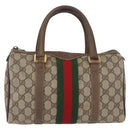 GUCCI GG Supreme Web Sherry Line Boston Bag PVC Beige Gold 40 02 006 Auth BAZ556-13