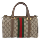 GUCCI GG Supreme Web Sherry Line Boston Bag PVC Beige Gold 40 02 006 Auth BAZ556-2
