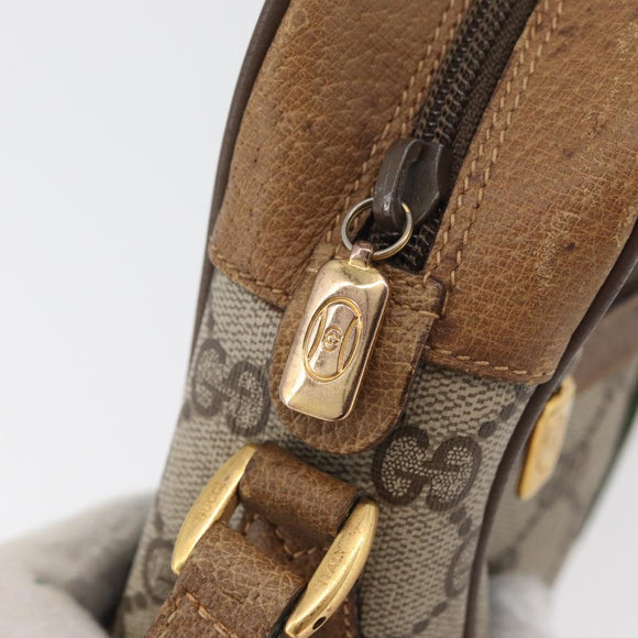 GUCCI GG Supreme Web Sherry Line Shoulder Bag PVC Beige 98 02 004 Auth BAZ558