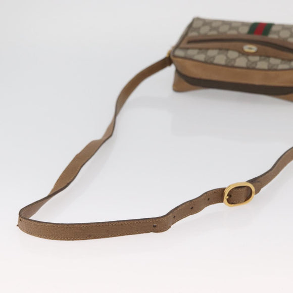 GUCCI GG Supreme Web Sherry Line Shoulder Bag PVC Beige 98 02 004 Auth BAZ558