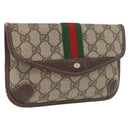 GUCCI GG Supreme Web Sherry Line Pouch PVC Beige Red 014 89 5205 Auth BAZ563-1