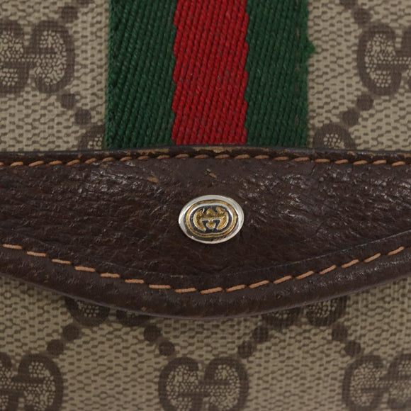 GUCCI GG Supreme Web Sherry Line Pouch PVC Beige Red 014 89 5205 Auth BAZ563