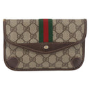 GUCCI GG Supreme Web Sherry Line Pouch PVC Beige Red 014 89 5205 Auth BAZ563-2