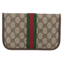 GUCCI GG Supreme Web Sherry Line Pouch PVC Beige Red 014 89 5205 Auth BAZ563-3