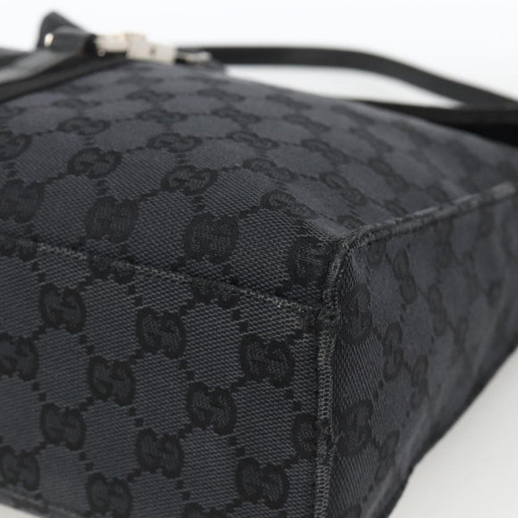 GUCCI GG Canvas Jackie Schultertasche Leder Schwarz Silber 001 3355 Auth BAZ566A