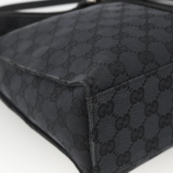 GUCCI GG Canvas Jackie Schultertasche Leder Schwarz Silber 001 3355 Auth BAZ566A