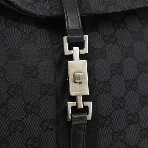 GUCCI GG Canvas Jackie Schultertasche Leder Schwarz Silber 001 3355 Auth BAZ566A