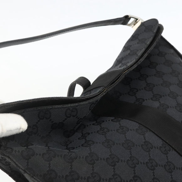 GUCCI GG Canvas Jackie Schultertasche Leder Schwarz Silber 001 3355 Auth BAZ566A