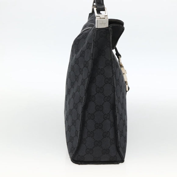 GUCCI GG Canvas Jackie Schultertasche Leder Schwarz Silber 001 3355 Auth BAZ566A