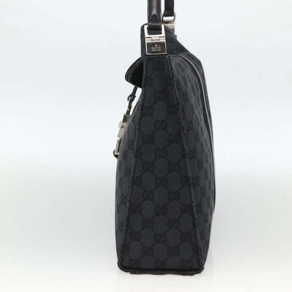 GUCCI GG Canvas Jackie Schultertasche Leder Schwarz Silber 001 3355 Auth BAZ566A