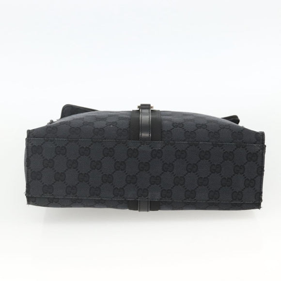 GUCCI GG Canvas Jackie Schultertasche Leder Schwarz Silber 001 3355 Auth BAZ566A