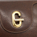 GUCCI Shoulder Bag Leather Brown Gold Auth BAZ570-14