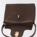 GUCCI Shoulder Bag Leather Brown Gold Auth BAZ570-15