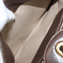 GUCCI Shoulder Bag Leather Brown Gold Auth BAZ570-20