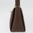GUCCI Shoulder Bag Leather Brown Gold Auth BAZ570-4