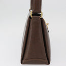 GUCCI Shoulder Bag Leather Brown Gold Auth BAZ570-5