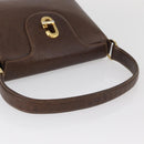 GUCCI Shoulder Bag Leather Brown Gold Auth BAZ570-7