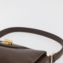 GUCCI Shoulder Bag Leather Brown Gold Auth BAZ570-8