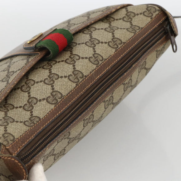 GUCCI GG Supreme Web Sherry Line Bag PVC Beige Gold 89 02 032 Auth BAZ577