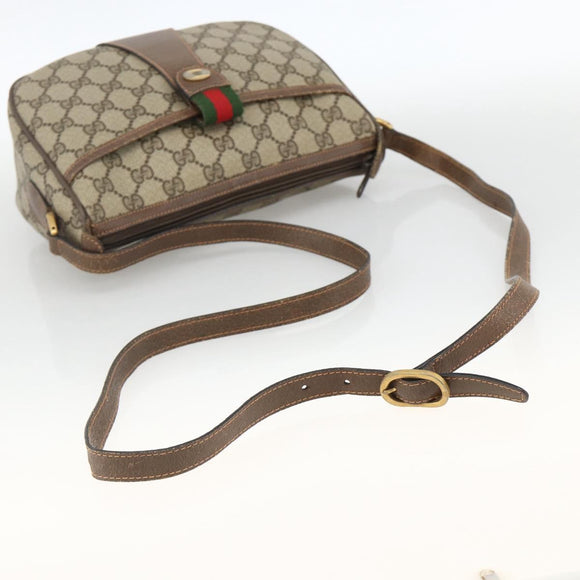 GUCCI GG Supreme Web Sherry Line Bag PVC Beige Gold 89 02 032 Auth BAZ577